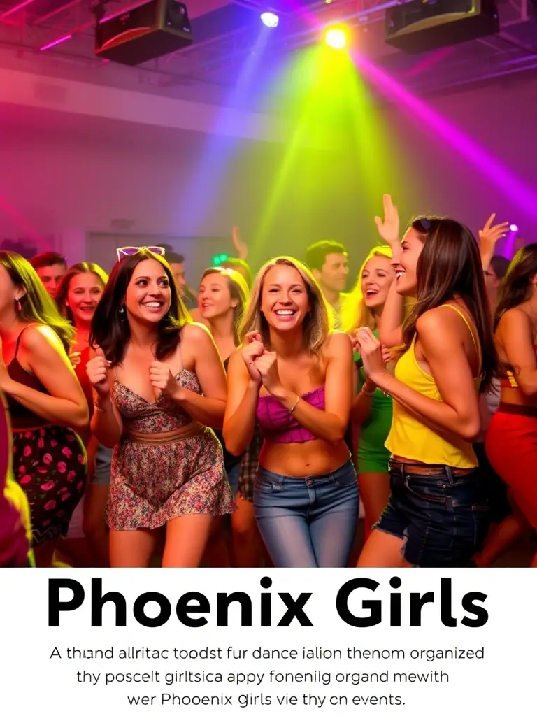 A group of women dancing and smiling at a lively dance party, highlighting the fun and energetic events organized by Phoenix Girls.