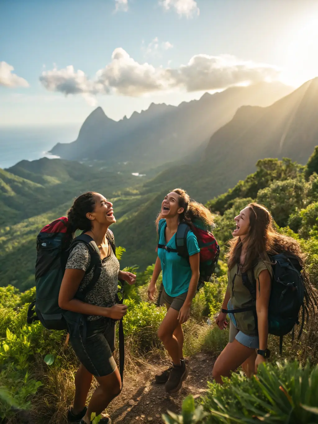 A group of women hiking in a scenic mountain trail, symbolizing the active and adventurous side of Phoenix Girls.